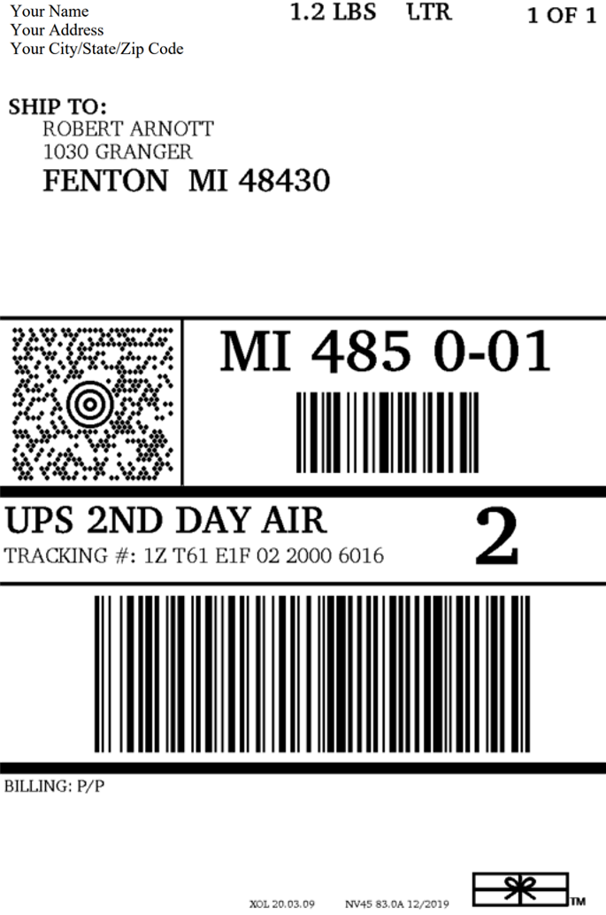 Prepaid Shipping Label